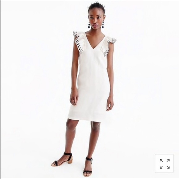 J. Crew Collection Eyelet Ruffle Sheath Dress - Picture 1 of 9